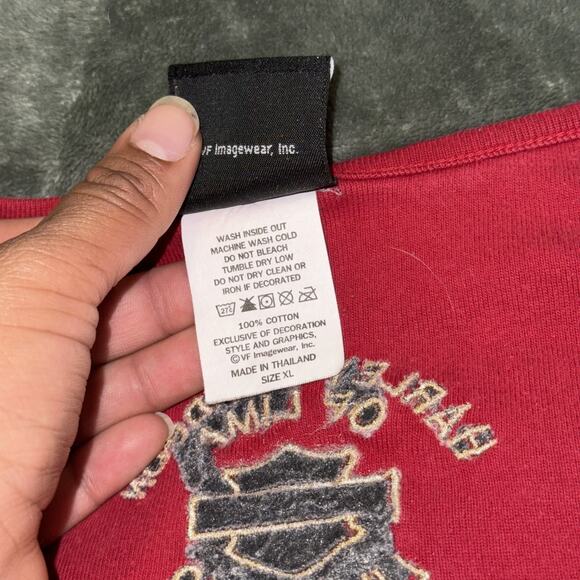 Harley Davidson Women's XL Shirt Red Lace Up Front Sleeveless Y2K Biker Tank - Picture 8 of 10